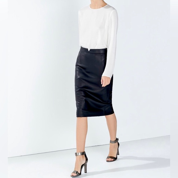 Zara Dresses & Skirts - Zara Faux Leather Midi Skirt Sz. Small